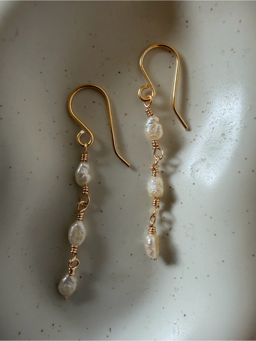 Delicate Gold Freshwater Pearl Drop Earrings
